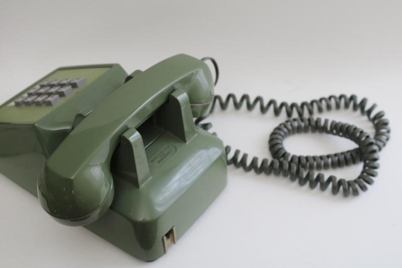 photo of 80s vintage avocado green telephone, Bell 2500DM modular touch tone phone, works! #9