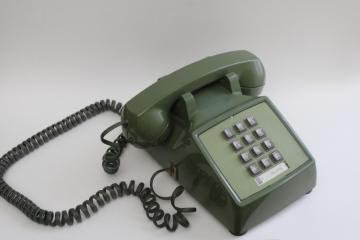 catalog photo of 80s vintage avocado green telephone, Bell 2500DM modular touch tone phone, works!