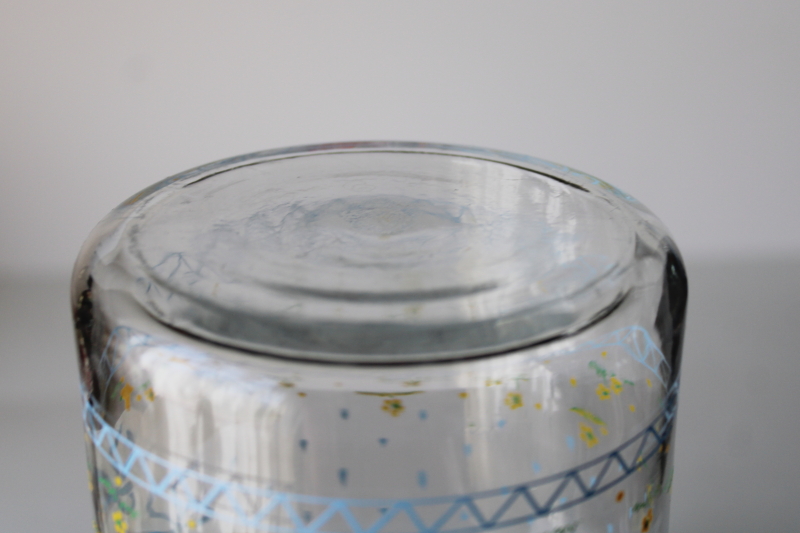 photo of 80s vintage blue ribbon bow goose print Farm Country Anchor Hocking glass canister jar  #5