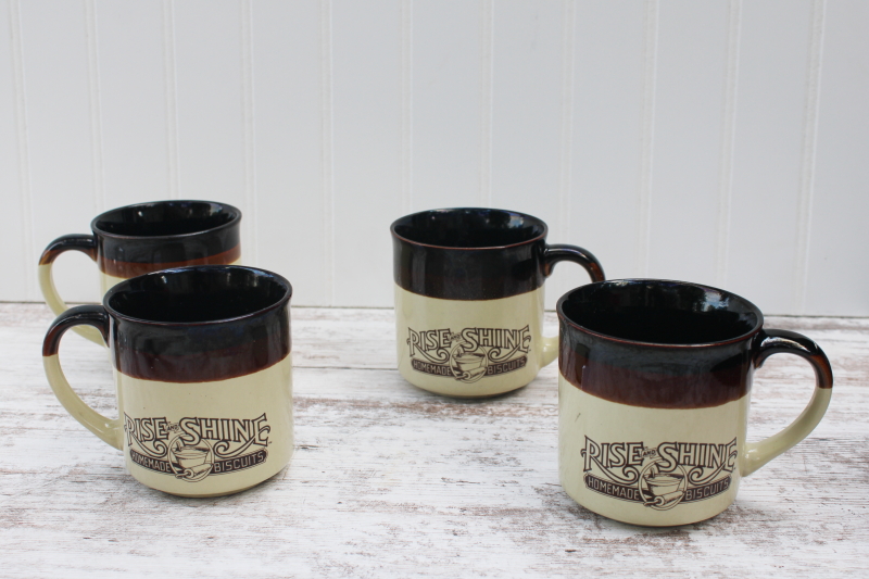 80s vintage ceramic coffee mugs Hardees advertising rise and shine ...