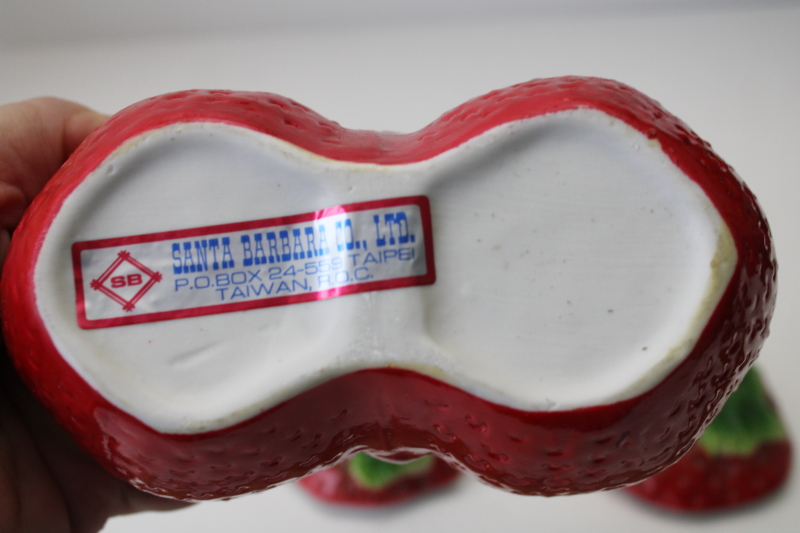 photo of 80s vintage ceramic strawberries jam server, double jar two pots for different spreads  #6