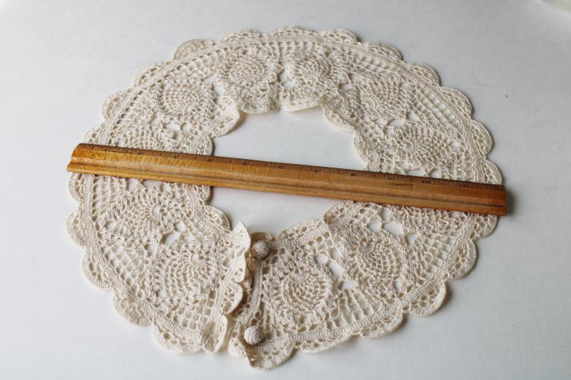 photo of 80s vintage crochet lace round collar, cottagecore Victorian style, heirloom sewing #1