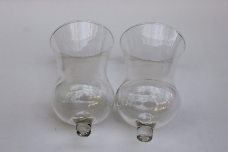 photo of 80s vintage crystal clear glass candle shades, pair peg type candle holder cups for sconces, candlesticks  #1
