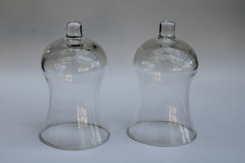photo of 80s vintage crystal clear glass candle shades, pair peg type candle holder cups for sconces, candlesticks  #2