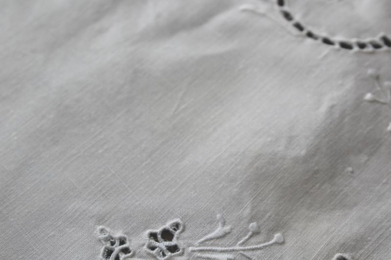photo of 80s vintage cutwork embroidery table linens, cotton place mats & napkins set of 6 #11
