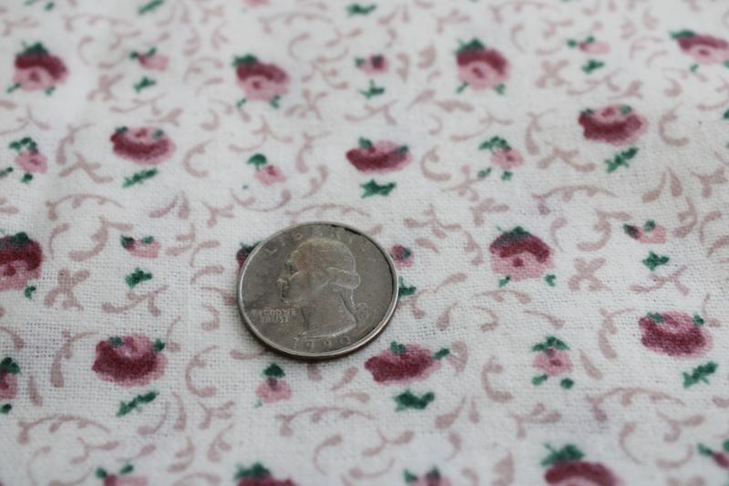 photo of 80s vintage dusty rose floral print cotton flannel fabric, so soft #2