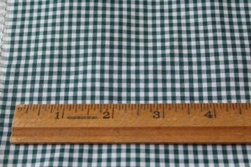 catalog photo of 80s vintage fabric, cotton / poly gingham pine green & white mini checks