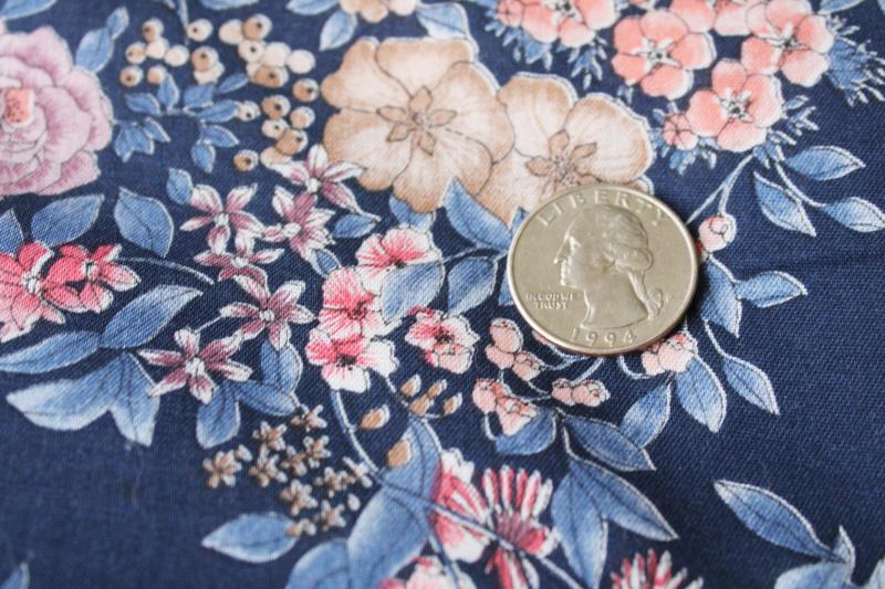 photo of 80s vintage floral print cotton poly fabric, cottagecore prairie girl style #2