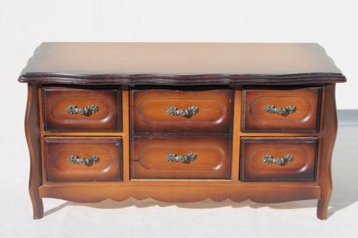 photo of 80s vintage jewelry box chest of drawers, velvet lined dresser box for jewelry storage #7