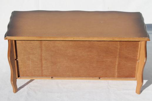 photo of 80s vintage jewelry box chest of drawers, velvet lined dresser box for jewelry storage #12