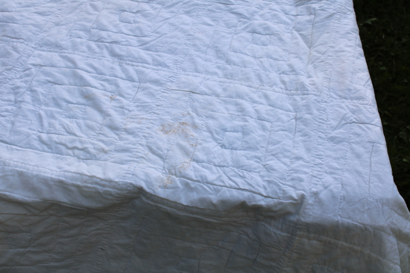 photo of 80s vintage log cabin quilt, soft cotton patchwork prairie country flowered calico prints blues #4