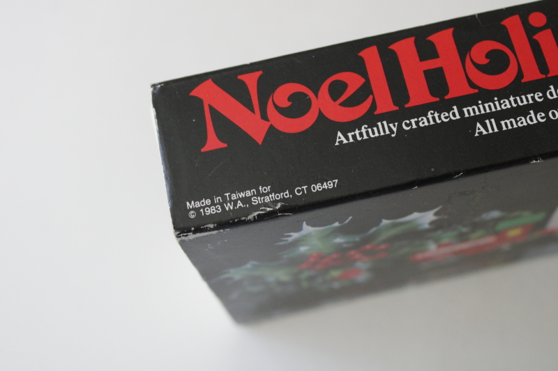 photo of 80s vintage miniature Christmas train NOEL candle holders hand painted wood ornaments in box #9