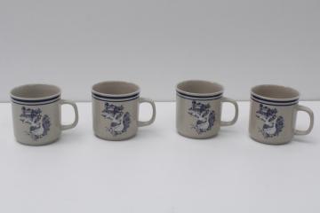 catalog photo of 80s vintage never used Century China stoneware mugs, farm barn with goose pattern 