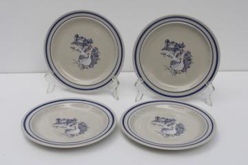 catalog photo of 80s vintage never used Century China stoneware salad or pie plates, farm barn with goose pattern 