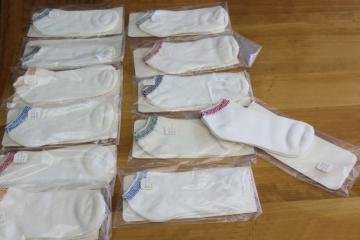 80s vintage no show sport socks, golf or tennis socks white cotton w/ colored trim