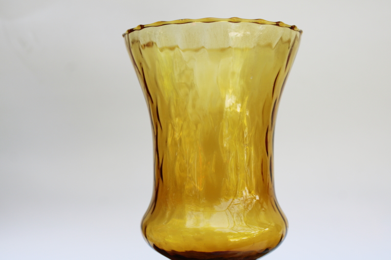 photo of 80s vintage optic blown glass shades, peg type amber glass votive candle holders set of five  #5