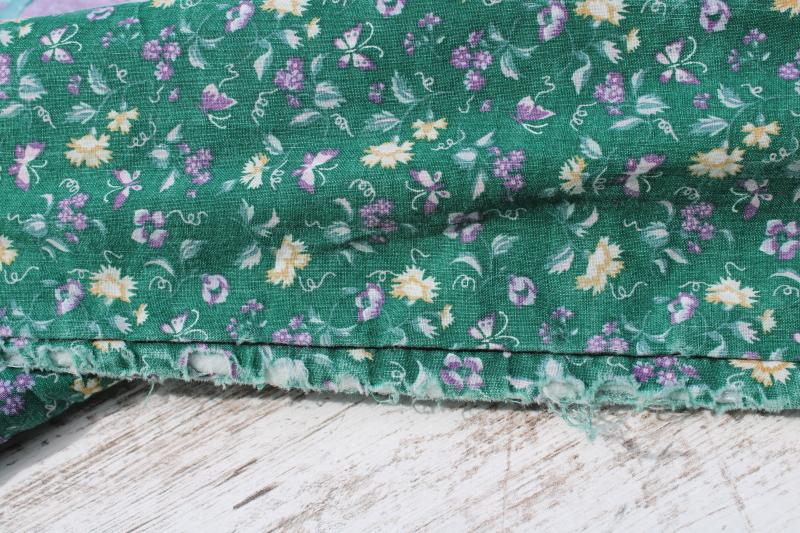 photo of 80s vintage patchwork quilt star with hearts, green & lavender calico prints, girly prairie cottagecore  #5