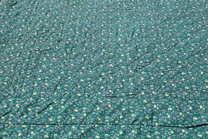 photo of 80s vintage patchwork quilt star with hearts, green & lavender calico prints, girly prairie cottagecore  #9