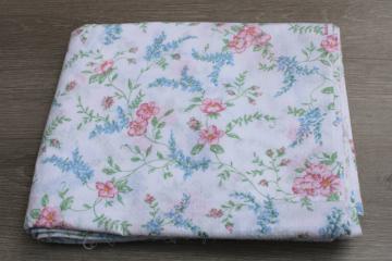 catalog photo of 80s vintage pink & blue floral print dotted swiss flocked dots cotton fabric