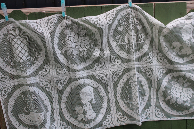 photo of 80s vintage poly lace fabric, cut & sew blocks for pillows or embroidery hoop art retro cottage style  #1