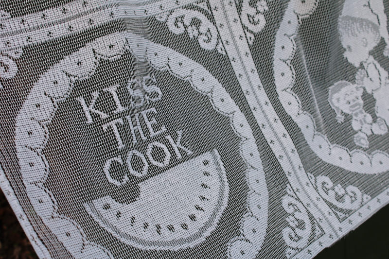 photo of 80s vintage poly lace fabric, cut & sew blocks for pillows or embroidery hoop art retro cottage style #2