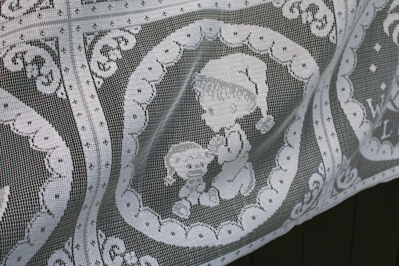photo of 80s vintage poly lace fabric, cut & sew blocks for pillows or embroidery hoop art retro cottage style #3