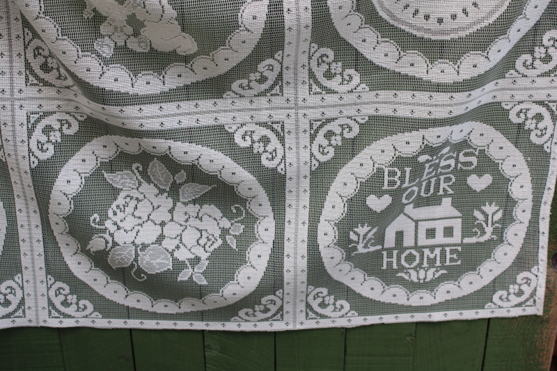 photo of 80s vintage poly lace fabric, cut & sew blocks for pillows or embroidery hoop art retro cottage style #5