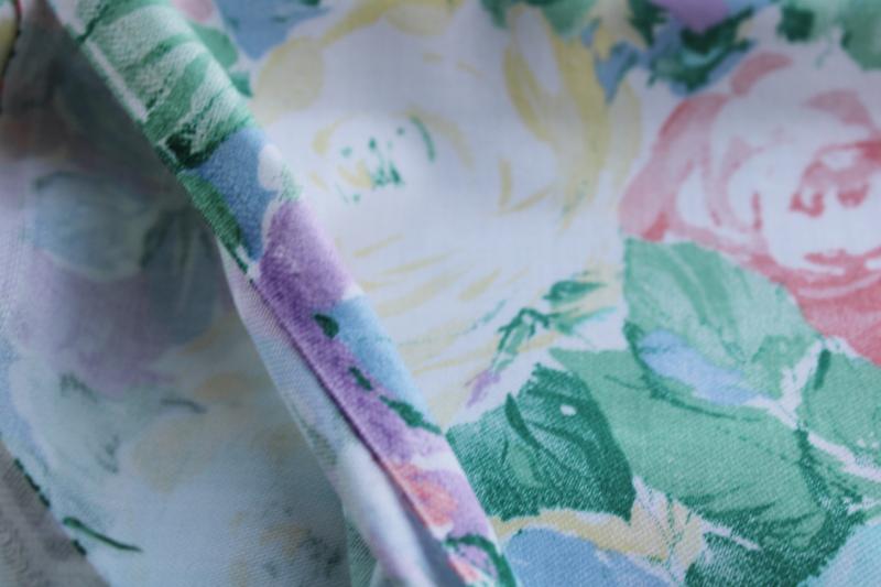 photo of 80s vintage roses floral cotton fabric, Peter Pan print soft pastel colors #3