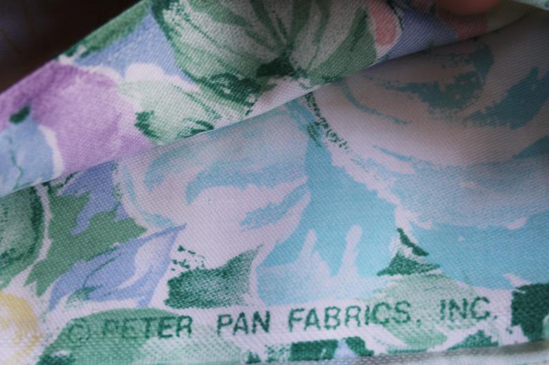 photo of 80s vintage roses floral cotton fabric, Peter Pan print soft pastel colors #4