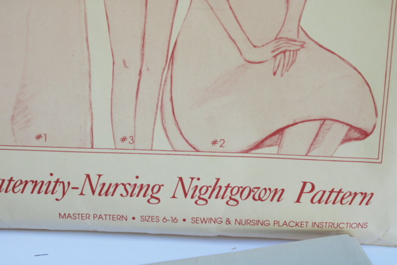 photo of 80s vintage sewing pattern maternity nursing nightgown, classic ruffled yoke style three variations #2