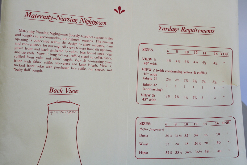 photo of 80s vintage sewing pattern maternity nursing nightgown, classic ruffled yoke style three variations #4