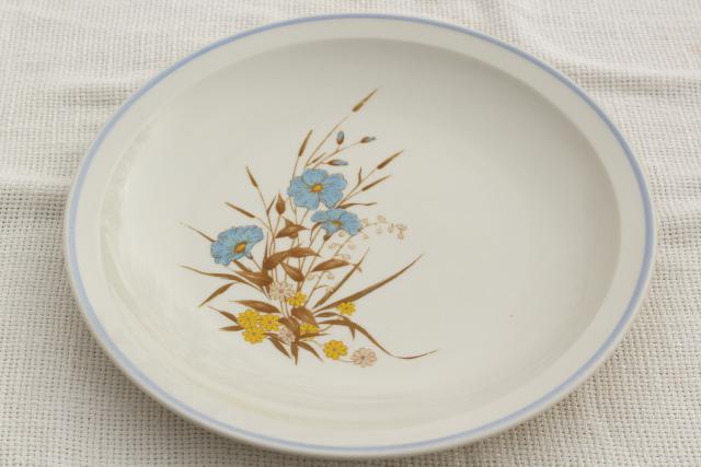 photo of 80s vintage stoneware pottery dinnerware, Ming Pao china w/ blue & yellow flowers #3