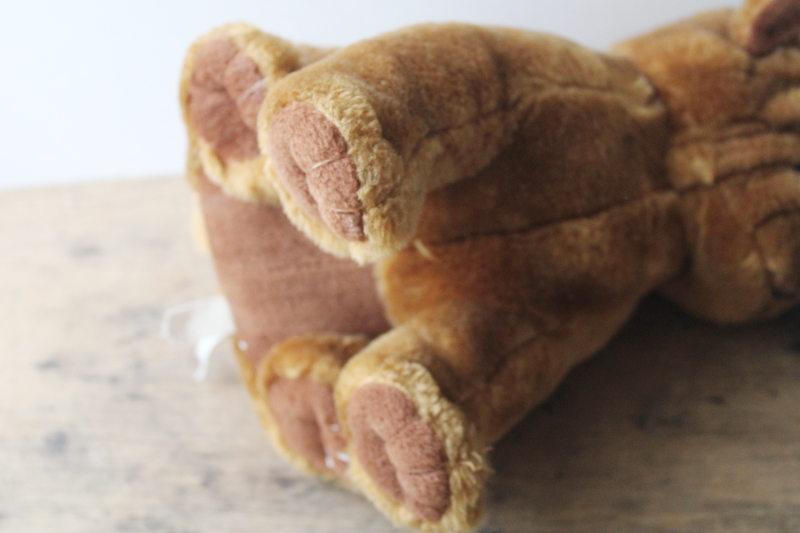 photo of 80s vintage stuffed toy dog, brown wrinkled shar-pei or bulldog plush animal w/ sweet face  #3