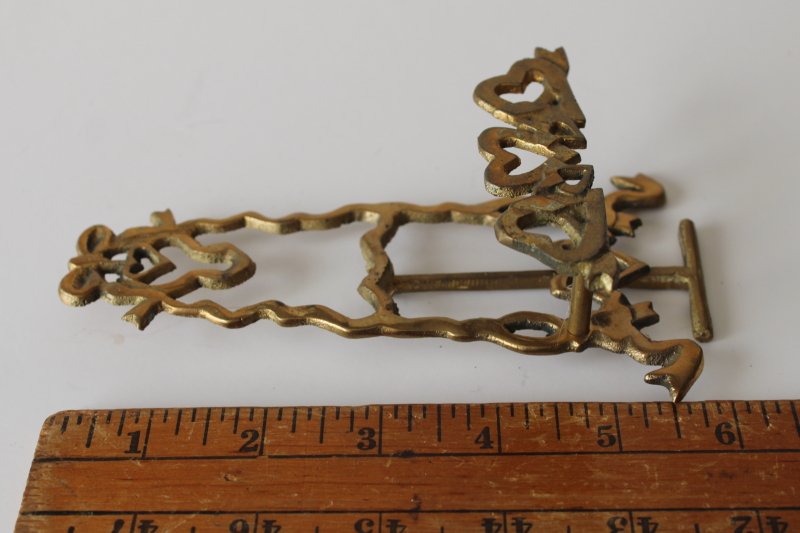 photo of 80s vintage tiny brass easel to hold photo, small art or print, hearts & bows display stand  #5