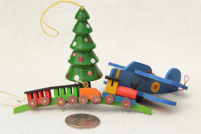 photo of 80s vintage tiny wood Christmas ornaments, tree decorations from Taiwan, China, Sweden #5