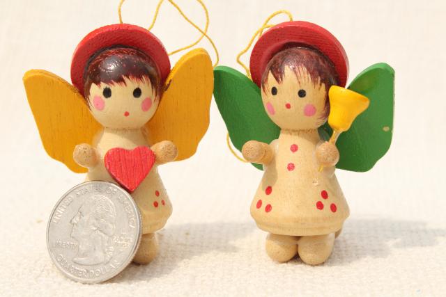 photo of 80s vintage tiny wood Christmas ornaments, tree decorations from Taiwan, China, Sweden #14