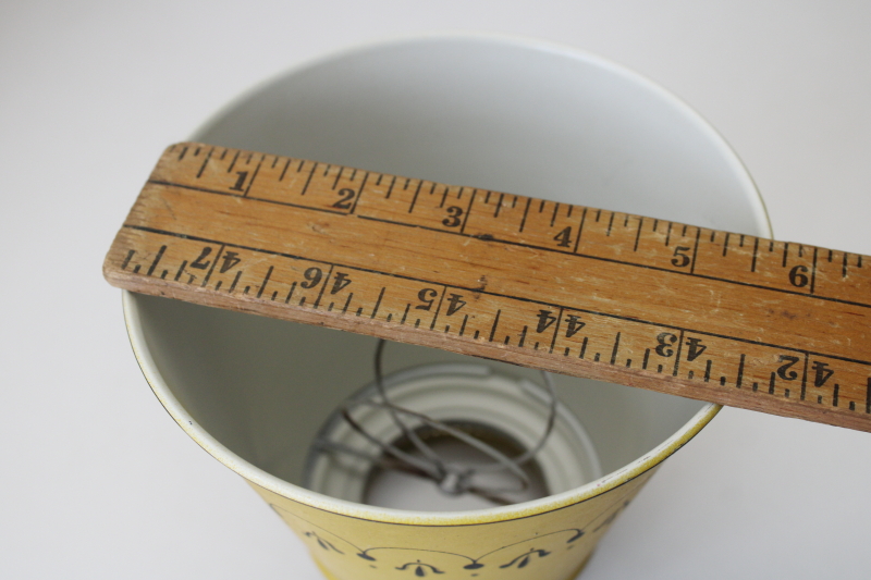 photo of 80s vintage tole metal lampshade, small clip on light bulb shade mustard gold w/ black  #4