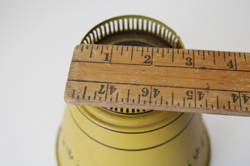 photo of 80s vintage tole metal lampshade, small clip on light bulb shade mustard gold w/ black  #6