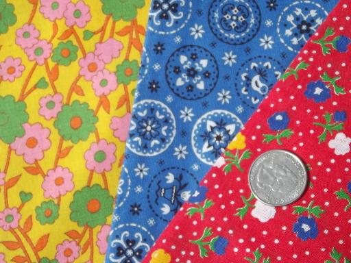 photo of 80s-90s vintage print cotton quilting fabric scraps lot, 11 1/2 lbs. #5