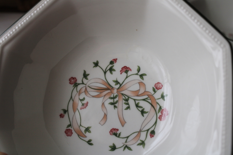 photo of 90s 00s vintage Johnson Bros Eternal Beau floral china cereal bowls set of 4 #2