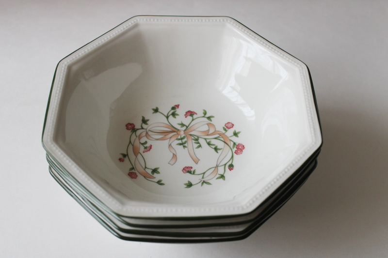 photo of 90s 00s vintage Johnson Bros Eternal Beau floral china cereal bowls set of 4 #4