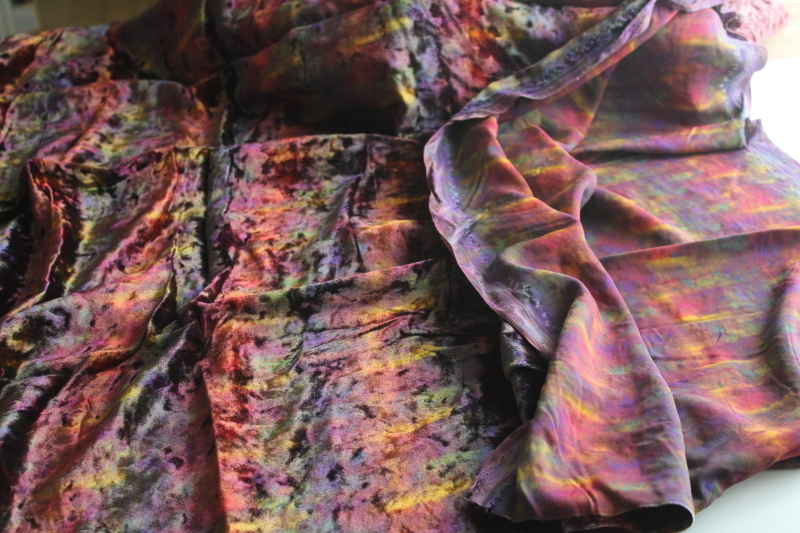 photo of 90s Y2K vintage crushed velvet fabric, rainbow colors tie dye, boho goth festival luxe fabric  #1