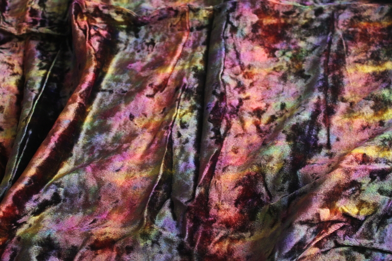 photo of 90s Y2K vintage crushed velvet fabric, rainbow colors tie dye, boho goth festival luxe fabric  #2