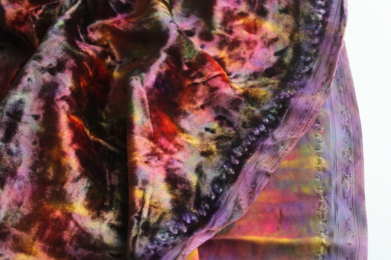 photo of 90s Y2K vintage crushed velvet fabric, rainbow colors tie dye, boho goth festival luxe fabric  #3