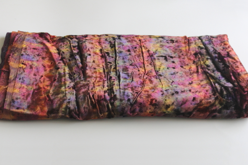 photo of 90s Y2K vintage crushed velvet fabric, rainbow colors tie dye, boho goth festival luxe fabric  #4