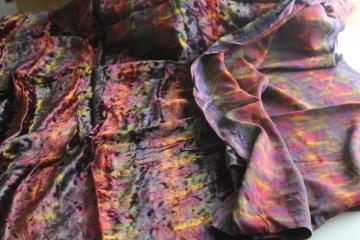 90s Y2K vintage crushed velvet fabric, rainbow colors tie dye, boho goth festival luxe fabric 