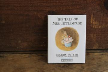 catalog photo of 90s vintage Beatrix Potter Mrs Tittlemouse little green book w/ dust jacket