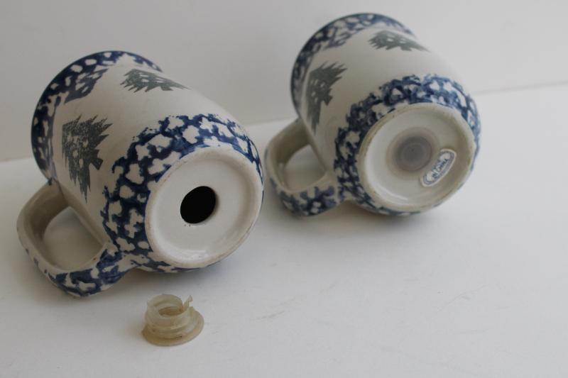 photo of 90s vintage Cabin in the Snow Folk Craft S&P set, large salt and pepper shakers #3