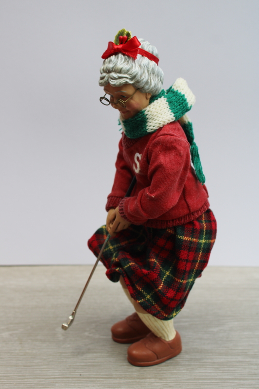 photo of 90s vintage Clothtique Possible Dreams Mrs Claus lady golfer While Santa's Away figurine in box  #6