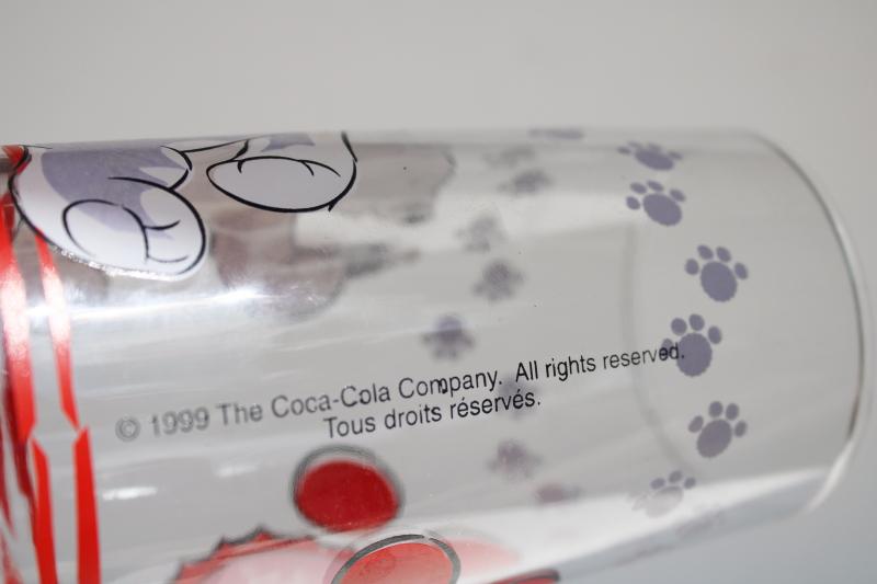 photo of 90s vintage Coca-Cola drinking glasses, 1999 polar bear glass & diet Coke #3